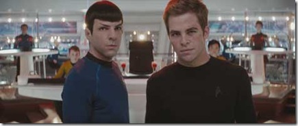 Kirk, Spock, Bridge