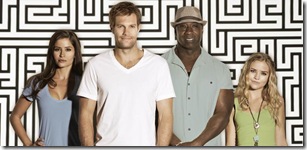 THE FINDER:  The one-hour procedural centering on a remarkable man with an extraordinary ability to help people find the unfindable premieres Thursday, Jan. 12 (9:00-10:00 PM ET/PT) on FOX.  Pictured L-R:  Mercedes Masöhn, Geoff Stults, Michael Clarke Duncan and Maddie Hasson.  ©2011 Fox Broadcasting Co.  Cr:  Patrick Ecclesine/FOX
