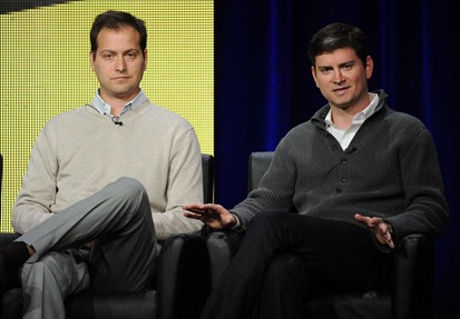 2013 FOX SUMMER TCA: BROOKLYN NINE-NINE (Pictured L-R: ) Creator Executive Producers Dan Goor and Michael Schur during BROOKLYN NINE-NINE panel session at the FOX 2013 SUMMER TCA, Thursday August 1 at the Beverly Hilton in Beverly Hills, CA.   CR: Frank Micelotta/FOX 
