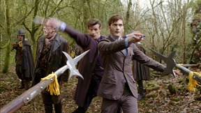 Picture shows: JOHN HURT as The Doctor, MATT SMITH as the Eleventh Doctor and DAVID TENNANT as the Tenth Doctor in the 50th Anniversary Special - The Day of the Doctor