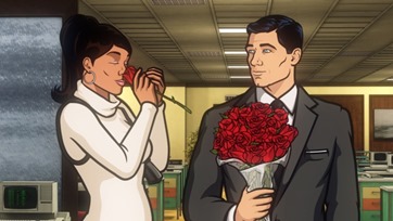 ARCHER: Episode 1, Season 5 "White Elephant" (airing Monday, January 13, 10:00 pm e/p). Someone dies.  Someone who has been with the ISIS crew from the beginning.  And then things get crazy. Written by Adam Reed. Pictured: (L-R) Sterling Archer (voice of H. Jon Benjamin), Lana Kane (voice of Aisha Tyler). FX Network 