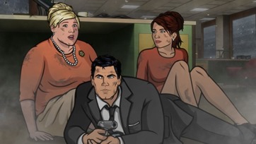 ARCHER: Episode 1, Season 5 "White Elephant" (airing Monday, January 13, 10:00 pm e/p). Someone dies.  Someone who has been with the ISIS crew from the beginning.  And then things get crazy. Written by Adam Reed. Pictured: (L-R) Pam Poovey (voice of Amber Nash), Sterling Archer (voice of H. Jon Benjamin), Cheryl/Carol (voice of Judy Greer). FX Network 