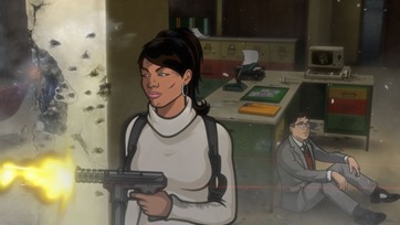 ARCHER: Episode 1, Season 5 "White Elephant" (airing Monday, January 13, 10:00 pm e/p). Someone dies.  Someone who has been with the ISIS crew from the beginning.  And then things get crazy. Written by Adam Reed. Pictured: (L-R) Lana Kane (voice of Aisha Tyler), Cyril Figgis (voice of Chris Parnell). FX Network 