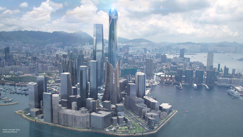 Stark Tower in Iron Man Experience Coming to Hong Kong Disneyland Ð Stark Tower joins the Hong Kong skyline in the Iron Man Experience attraction coming to Hong Kong Disneyland in late 2016.  This first-of-its kind, E-ticket attraction will include a storyline that takes place in the streets and skies of Hong Kong as guests take flight with Iron Man on an epic adventure that pits Iron Man, along with guests, against the forces of evil. (Disney Parks)