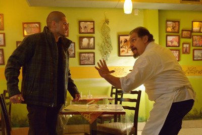 THE STRAIN -- "The Silver Angel" -- Episode 204 (Airs August 2, 10:00 pm e/p) Pictured: (l-r) Miguel Gomez as Gus Elizade, Joaquin Cosio as Angel Guzman Hurtado. CR: Michael Gibson/FX