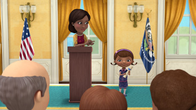 DOC MCSTUFFINS - "Doc McStuffins Goes to Washington" - Doc and the toys travel to Washington D.C. to meet the First Lady of the United States, Michelle Obama, in a special episode of Disney Junior's acclaimed animated series "Doc McStuffins," premiering MONDAY, OCTOBER 5 (9:00 a.m., ET/PT) on Disney Channel. (Disney Junior) FIRST LADY MICHELLE OBAMA, DOC