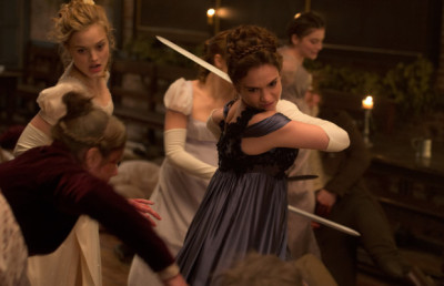 Lily James and Bella Heathcote in Screen Gems' PRIDE AND PREJUDICE AND ZOMBIES.
