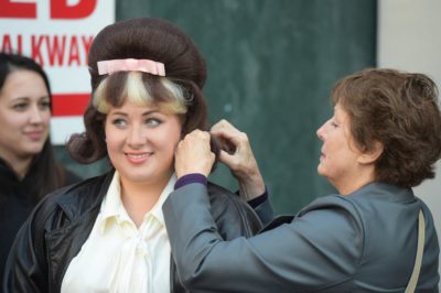 HAIRSPRAY LIVE! -- "Open Casting Call for Tracy Turnblad in New York City on Sunday, April 24" -- Pictured: A hopeful Tracy fixes her hair at the Hairspray Live! open casting call on Sunday, April 24th in New York City -- (Photo by: Charles Sykes/NBC)