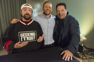 Kevin Smith, Charlie Hunnam, Greg Grunberg - Geeking Out _ Season 1, Episode 1 - Photo Credit: Lewis Jacobs/AMC