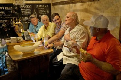 BETTER LATE THAN NEVER -- "Tokyo, Japan" Episode 101 -- Pictured: (l-r) William, Shatner, Henry Winkler, Jeff Dye, Terry Bradshaw, George Foreman -- (Photo by: Paul Drinkwater/NBC)