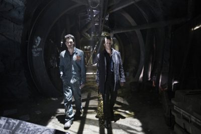THE EXPANSE --"Leviathan Wakes" Episode 109 -- Pictured: (l-r) Steven Strait as Earther James Holden, Thomas Jane as Detective Josephus Miller -- (Photo by: Rafy/Syfy)